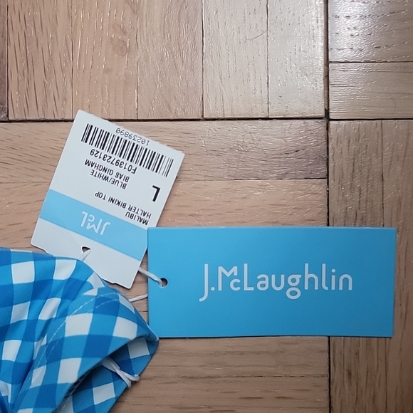 J.Mclaughlin Blue gingham print halter bikini top NWT - Picture 2 of 3